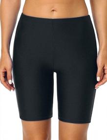 img 3 attached to Hilor Women'S Swim Shorts UV Long Bike Shorts Rash Guard Swim Bottom Active Sport Surf Shorts