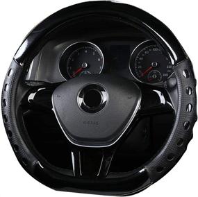 img 1 attached to Mayco Bell D Cut Steering Wheel Cover - Premium Microfiber Leather, Anti-Skid & Breathable, Fits 14.5"-15" Steering Wheels, D-Shaped Flat Bottom Design (Black)