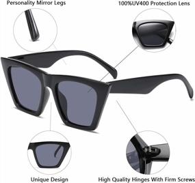 img 3 attached to Get Glam And Protected With AISSWZBEER Retro Square Cat Eye Sunglasses For Women