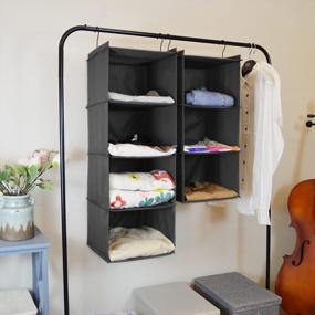 img 1 attached to Maximize Space And Organization With DonYeco 3-Shelf Hanging Closet Organizer - Easy Mount Foldable Wardrobe Storage For Clothes, Shoes, Accessories And More!