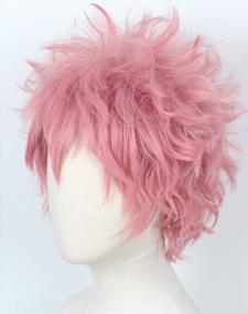 img 2 attached to Pink Hero Cosplay Wig - Short Curly Halloween Costume Wig By Linfairy