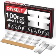 100 pack single edge razor blades for decal, sticker, label, caulk and paint removal - flat scraper straight blade diyself logo