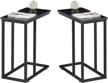 stylish set of 2 c-shaped end tables for living room and tv area - vecelo snack style sofa side table in sleek black finish logo