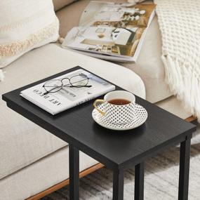 img 2 attached to Стильный набор из 2 C-образных столиков для гостиной и ТВ-зоны - VECELO Snack Style Sofa Side Table в гладкой черной отделке