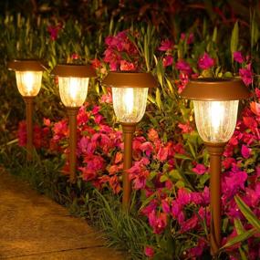 img 4 attached to VOLISUN Solar Pathway Lights Outdoor,25 Lumens 6-Pack Solar Outdoor Light,3000K Warm White IP65 Metal And Glass Solar Garden Light Landscape Pathway Light For Walkway Driveway(Adjustable Brightness)