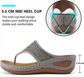 img 3 attached to Comfortable And Fashionable: Ecetana Women'S Wedge Sandals With Arch Support And Rhinestone Detailing