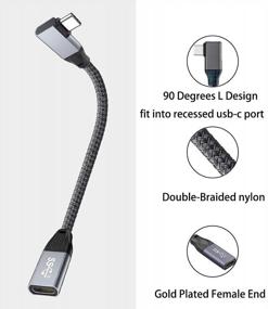 img 2 attached to 6FT Long 90 Degree USB C Extension Cable - Right Angle Type C Female Male Adapter by Awnuwuy - USB 3.1 Gen 2 Charging & Data Transfer Extender Cord for USB-C MagSafe Charger, Camera, MacBook Pro, iPad Air