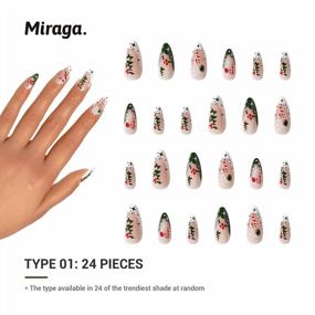 img 3 attached to Набор из 77 предметов Miraga Long Press On Nails для женщин и девочек - Акриловые ногти уникального дизайна с клеем для ногтей для самостоятельного дизайна ногтей и украшения рук - Накладные ногти большой длины