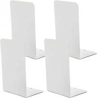 white metal bookends (2 pairs) heavy duty for shelves decor home office, anti-slip supports for kids girls logo
