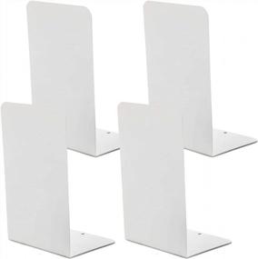 img 4 attached to White Metal Bookends (2 Pairs) Heavy Duty For Shelves Decor Home Office, Anti-Slip Supports For Kids Girls