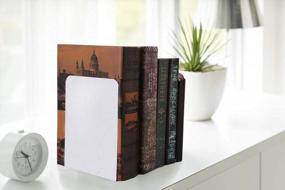 img 1 attached to White Metal Bookends (2 Pairs) Heavy Duty For Shelves Decor Home Office, Anti-Slip Supports For Kids Girls