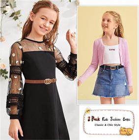 img 3 attached to 2 Pack Kids Leather Belts For Girls - Solid Colors Skinny Belt With Double O-Ring Buckles By SUOSDEY