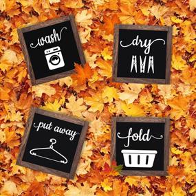 img 3 attached to LIBWYS Laundry Sign Set Of 4 Wash Dry Fold Put Away Decorative Rustic Handmade Wood Farmhouse Laundry Room Wall Decor (Black)
