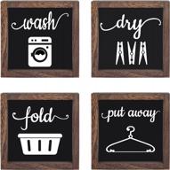 libwys laundry sign set of 4 wash dry fold put away decorative rustic handmade wood farmhouse laundry room wall decor (black) logo