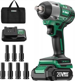 img 4 attached to KIMO 20V Cordless Impact Wrench Kit - 1/2" High Torque, 3000 In-Lbs & RPM, Battery Driver With Fast Charger LED Light 7 Sockets