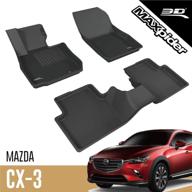 🚗 custom fit kagu floor mat (black) for 2016-2021 mazda cx-3 - 3d maxpider - 1st & 2nd row logo