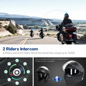 img 1 attached to Мотоциклетный шлем FreedConn BM12 Bluetooth со встроенной системой внутренней связи, двойным козырьком и FM-радио - Сертифицированный DOT полнолицевой шлем - XL Matte Black - Пара до 3 гонщиков с дальностью 500 м