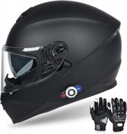 мотоциклетный шлем freedconn bm12 bluetooth со встроенной системой внутренней связи, двойным козырьком и fm-радио - сертифицированный dot полнолицевой шлем - xl matte black - пара до 3 гонщиков с дальностью 500 м логотип