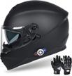 freedconn bm12 bluetooth motorcycle helmet with integrated intercom system, dual visor, and fm radio - dot certified full face helmet - xl matte black - pair up to 3 riders with 500m range logo