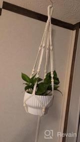 img 8 attached to Macrame Plant Hanger With Beads And 2 Hooks - Hanging Planter Holder For Indoor And Outdoor Home Decor, No Tassel Design, 35 Inch Length, Black - POTEY 610106
