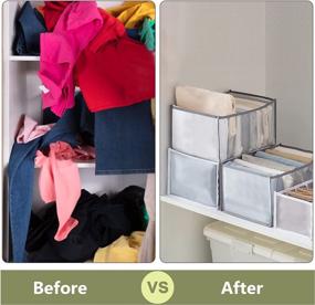 img 1 attached to 4PCS Wardrobe Clothes Organizer 7 Grids, TOOVREN Closet Organizers And Storage Baskets, Clothing Storage Bins,Washable Foldable Drawer Clothes Compartment Storage Box For Bedroom Dorm Room