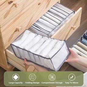 img 2 attached to 4PCS Wardrobe Clothes Organizer 7 Grids, TOOVREN Closet Organizers And Storage Baskets, Clothing Storage Bins,Washable Foldable Drawer Clothes Compartment Storage Box For Bedroom Dorm Room