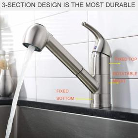 img 3 attached to Comllen Commercial Brushed Nickel Stainless Steel Small Single Handle Kitchen Faucet With Pull Out Sprayer - Perfect For RV Or Bar Sink!