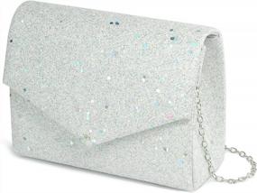 img 4 attached to HOXIS Envelope Evening Clutch With Glitter Sparkle And Chain Strap, Perfect For Parties, Weddings And Proms.