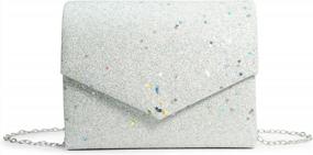 img 2 attached to HOXIS Envelope Evening Clutch With Glitter Sparkle And Chain Strap, Perfect For Parties, Weddings And Proms.