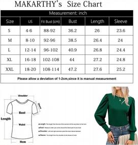 img 1 attached to MAKARTHY Puff Sleeve Tops For Women Boat Neck Fall Long Sleeve Shirt Dressy Casual Tunics