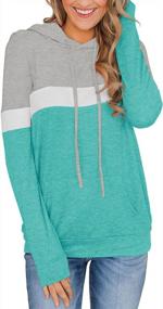 img 3 attached to 👚 Stylish Women's Color Block Hoodies: Comfy Long Sleeve Pullover with Pocket by PINKMSTYLE