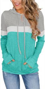 img 4 attached to 👚 Stylish Women's Color Block Hoodies: Comfy Long Sleeve Pullover with Pocket by PINKMSTYLE