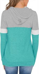 img 1 attached to 👚 Stylish Women's Color Block Hoodies: Comfy Long Sleeve Pullover with Pocket by PINKMSTYLE