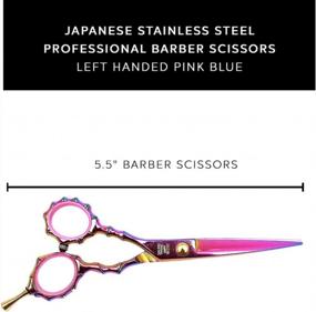 img 3 attached to DreamCut'S Left-Handed Professional Barber Hair Scissors With Razor Edge And Pink/Blue Titanium Coating For Precision Cutting