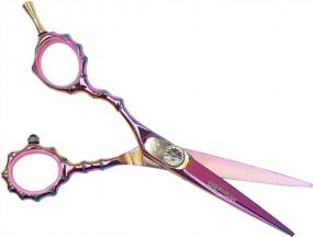 img 4 attached to Профессиональные парикмахерские ножницы для левшей DreamCut с лезвием бритвы и розовым/синим титановым покрытием для точной стрижки