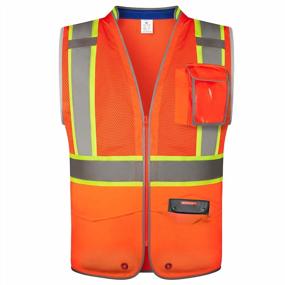 img 4 attached to Amoolo Mesh Safety Vest With Pockets, High Visibility Reflective Vest For Working And Running, Class 2 Orange Safety Vest, L