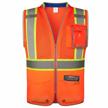 amoolo mesh safety vest with pockets, high visibility reflective vest for working and running, class 2 orange safety vest, l logo