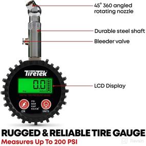 img 3 attached to 🚗 TireTek Digital Tire Pressure Gauge 0-200 PSI for Car, SUV, Truck & Motorcycle - Heavy-Duty Air Pressure Gauge ANSI Certified