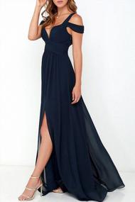 img 2 attached to Ocean Of Elegance: A V-Neck Maxi Dress With Side Slit Perfect For Evening Events And Proms