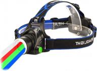 gaigaimall multicolored headlamp 4 in 1 800 lumen zoomable led headlight with white red green blue light for astronomy aviation hunting blood tracking logo