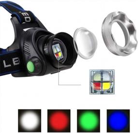 img 2 attached to GaiGaiMall Multicolored Headlamp 4 In 1 800 Lumen Zoomable LED Headlight With White Red Green Blue Light For Astronomy Aviation Hunting Blood Tracking
