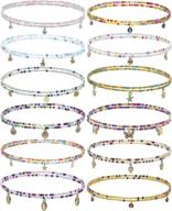 taouzi colorful waist beads for plus size women - 12pcs elastic body chain for beachwear and sexy body jewelry logo