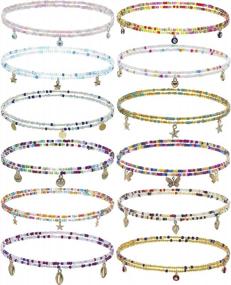 img 4 attached to Taouzi Colorful Waist Beads For Plus Size Women - 12Pcs Elastic Body Chain For Beachwear And Sexy Body Jewelry