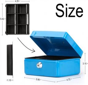 img 2 attached to Small Cash Box With Key Lock - Decaller Portable Metal Money Box For Security, Skyblue, 6 1/5" X 5" X 3", QH1505XS