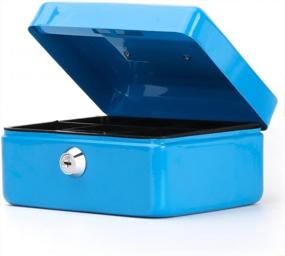 img 4 attached to Small Cash Box With Key Lock - Decaller Portable Metal Money Box For Security, Skyblue, 6 1/5" X 5" X 3", QH1505XS
