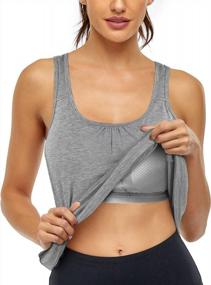 img 4 attached to Women'S Shelf Bra Tank Top Sleeveless Racerback Workout Yoga Tops By Miusey