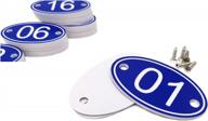 abs engraved 30mm x 50mm oval table numbers (1-50) pubs restaurants clubs - blue - 1 to 50 logo