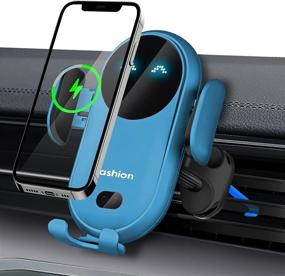 img 4 attached to 🔵 BENBOAR Cute Kharly Wireless Car Charger Phone Holder - 10W Qi Fast Charging Smart Sensor Auto-Clamping Car Mount Air Vent Stand for iPhone, Samsung and More - Blue