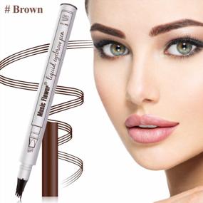 img 4 attached to Aliceva Eyebrow Tattoo Pen: Waterproof, Smudge-Proof Microblading For Natural Eye Makeup (Brown)