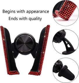 img 1 attached to 📱 Red Bling Car Phone Mount: Mini Dash Air Vent Auto Holder for Women and Girls - Adjustable & Stable Triangle Support, Crystal Stand Phone Holder Accessory